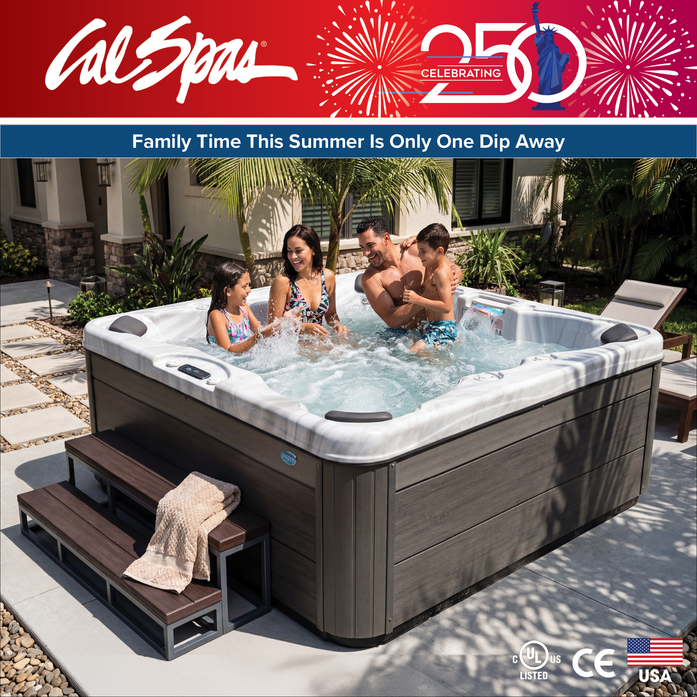 Calspas hot tub being used in a family setting - Franklin